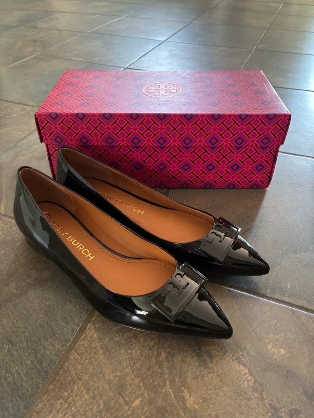 Tory Burch Gigi Pointed Toe Black Flats
